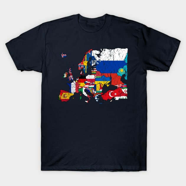 Europe Map with Flags T-Shirt by vladocar